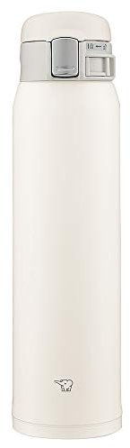 Zojirushi SM-SF60-WM Bouteille d'eau, boisson directe, ouverture par simple pression, tasse en acier inoxydable, 600 ml, blanc pâle