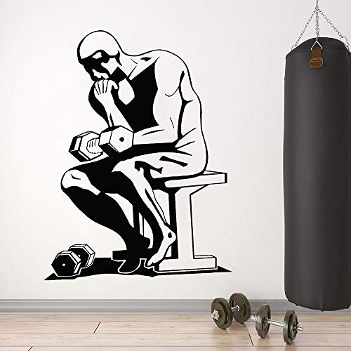 NSRJDSYT Fitness Club Wandtattoo Gym Logo Sport Langhantel Workout Muskeltraining Innendekor Vinyl Fenster Aufkleber Denker Wandbild 57x75cm