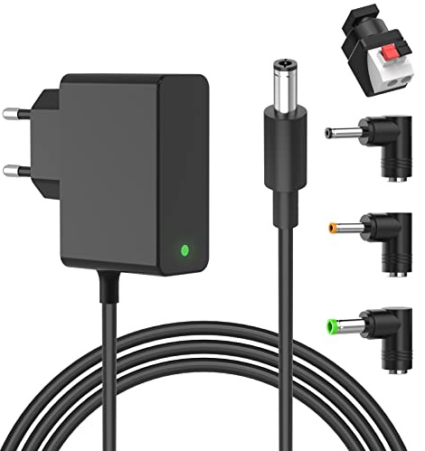 Newding DC in Netzteil 12V 2A Kompatibel mit Stecker 5.5x2.1mm 5.5x2.5mm 4.0x1.7mm 3.5x1.35mm Ladegerät Ladekabel Universal für LED-Streifen CCTV Kamera WLAN-Router Laptops Steckernetzteil Adapter 24W