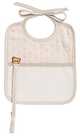 Filet - Lätzchen aus weichem Highine-Stoff mit Schnullerfach und Tasche aus Aida-Canvas zum Sticken, ideal für Babys, 100% Made in Italy