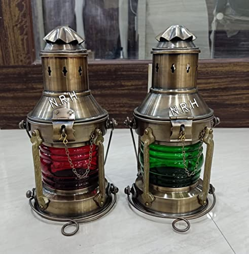 Nautical Antique Lantern Oil Lamp /Decorative Hanging Lantern /Marine Ship Lamp /Maritime Collectible Home Decor Set of 2