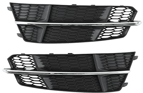 Leapiture Fog Light Mesh Cover Front Upper Grill Pair Front Bumper Fog Light Grille Cover 4G0807681AN Replacement for A6 C7 2014‑2018