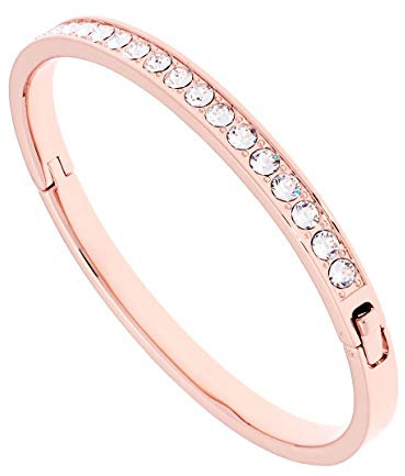 Ted Baker Clemara Hinge Crystal Bangle Bracelet For Women - Small (Rose Gold/Crystal)