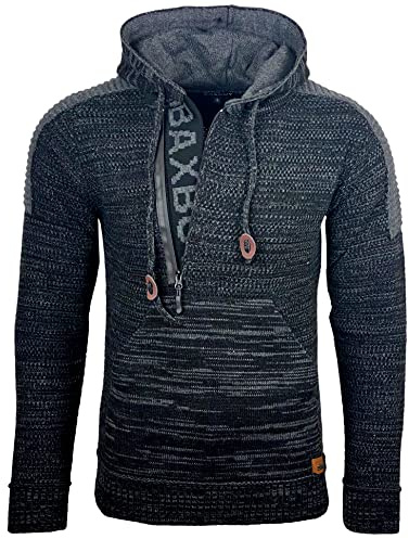 Subliminal Mode Pull Homme en Maille à Capuche Col Zippé - Style Basique - Pull Grosse Maille - Pull Over Tricoté Hiver Manches Longues - Idée Cadeau BX290