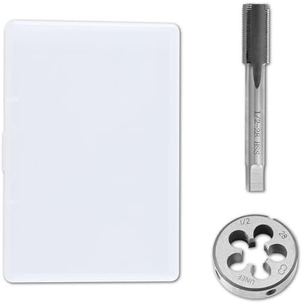 LEONTOOL 1/5.1 cm-28 UNEF Gewindeschneider-Set, HSS 1/2 x 28 UNEF Hochgeschwindigkeitsstahl, Maschinengewindebohrer mit rundem Gewindeschneider, Rechtshänder, Gewindeschneider-Set für Mutterschrauben,