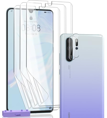 Zerrshoo Schutzfolie für Huawei P30 Pro, mit 3 Stück Displayschutz und 2 Stück Kamera für Panzerglas, Leicht Installation, Full Screen, Kratzfest Bruchsichere, Hohe Empfindlichkeit HD Klar