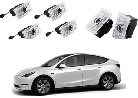 Manori Market Set di 4 proiettori LED per portiera auto auto proiettore logo per Tesla Model 3/Y/S/X, 3 Highland, Juniper Tesla Accessorio (4 pezzi)