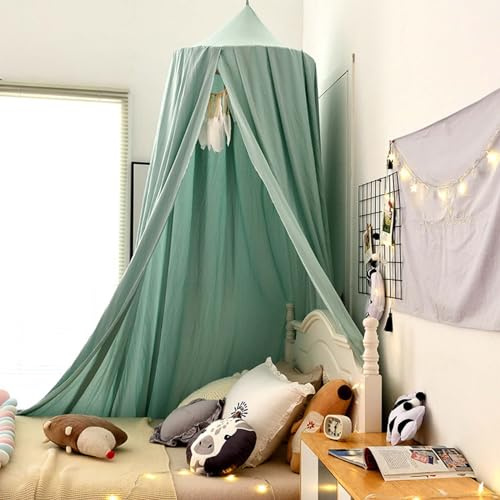 Odot Betthimmel Babybett, Einfacher Stil Betthimmel Mädchen und Jungen Himmelbett Vorhänge Kinder Baldachin Kinderzimmer Rund Hängende Princess Moskitonetz für Babyzimmer (Grün,65cm)