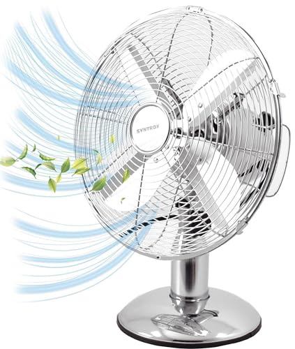 Syntrox Retro Tischventilator mit Oszillation Blinara | Ventilator Tischgerät, elegant und leistungsstark, 33 Watt, Energiesparend, automatische Schwenkfunktion