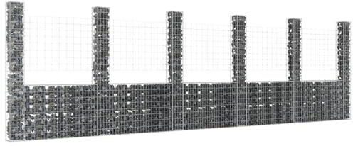 ShGaxin Gabbione a U con 6 Pali in Ferro 620x20x200 cm,Gabbione a U,Gabbione per Sassi,Gabbione Rete Metallica-151293