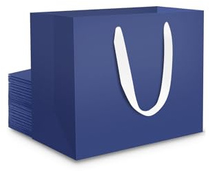 EUSOAR Blaue Geschenktüten - 20 STK Navy Gift Bags Small 22x10x18cm - 230GSM Dickes Blue Papiertüten mit Henkel - Klein Geschenktaschen Dunkelblau - Kleine Papiertragetaschen Blau für Mann Geburtstag