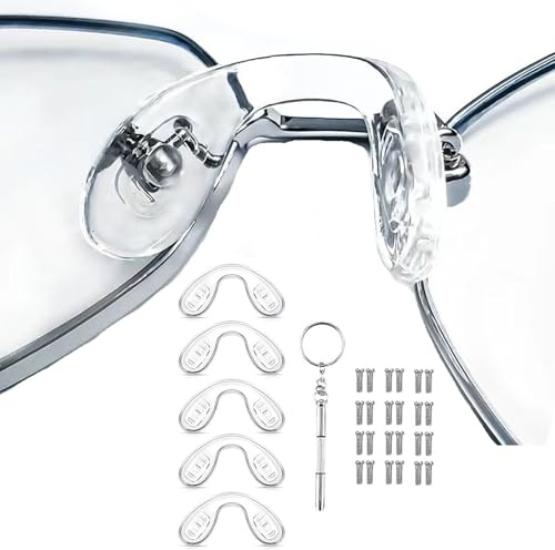 5 pcs Eyeglasses Nose Pads,U Shaped Eyeglasses Nose Pads Screw-in Eyeglass Nose Piece Soft Silicone Nose pad for Eye Glasses Sunglass Eyewear，M Size