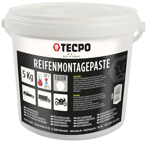TECPO Reifenmontagepaste 5 kg weiß, Reifenmontierpaste Montagepaste Reifen, Reifenpaste, Reifenmontage Reifen Schmier- und Gleitmittel