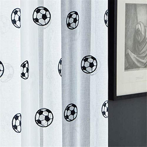 Kinderzimmer-Vorhänge, bestickt, Fußball-Design, durchscheinende Vorhänge für Jungen-Schlafzimmer und Wohnzimmer