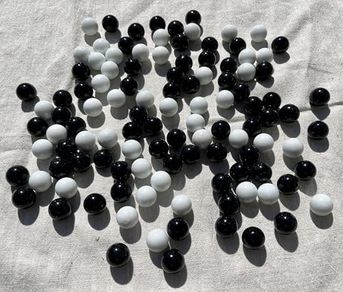 FAIRY TAIL & GLITZER FEE 100 palline di vetro bianco e nero, 16 mm, grande gioco di marmi verde, decorazione per piante