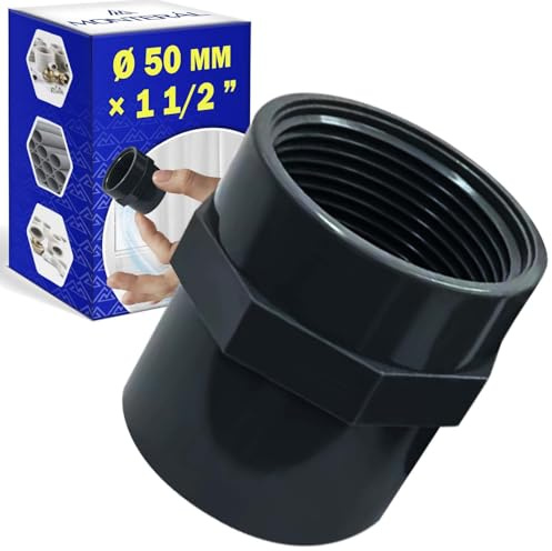 Racor Ø 50 mm x 1 1/2” con Rosca Hembra para Conectar Tubo PVC - MONTERAL