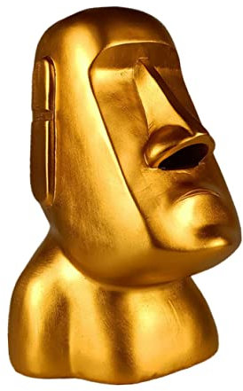Ciieeo Moai Steinstatue Kosmetiktücherhalter Resin Gold Taschentuchbox Badezimmer Wohnzimmer Tischdekoration