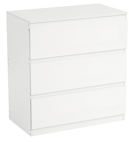 GOKHOMX Weiße Kommode mit 3 Schubladen, Komodenschrank für Schlafzimmer Schubladenschrank Schubladenkommode Beistelltisch Nachttisch für Wohnzimmer Schlafzimmer Flur (3 Schubladen, 70x40x75cm)