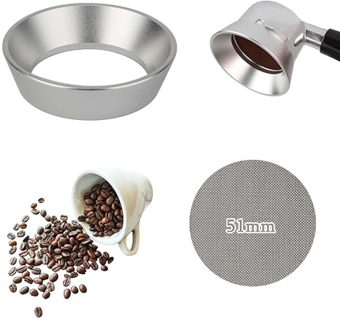 AYSYR Kaffee Dosierring & Puck Screen 51mm,Espresso Dosierring magnetisch,Siebträger Zubehör zum Cafe Restaurant,Siebträgermaschine Zubehör Wiederverwendbare