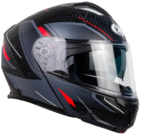 one by Camamoto | Urban Scooter- und Motorradhelm, Schwarz - Rot, Doppelvisier, herausnehmbarer Innenraum, ECE R22-06-Zulassung, Größe XL (60 cm)