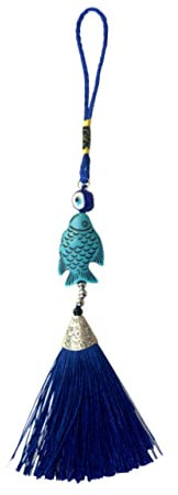 Cabilock Blue Tassel Eye Pendant Evil Eye Charm for Diy Jewelry Making Decorative Hanging Tassel Lucky Fish Design