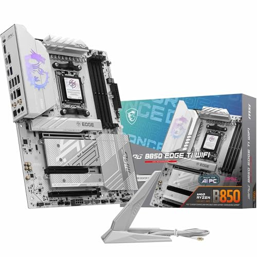MSI Carte mère MPG B850 Edge TI WiFi, ATX - Prend en Charge Les processeurs AMD Ryzen 9000/8000/7000, AM5-80A SPS VRM, DDR5 Memory Boost (8400+MT/s OC), PCIe 5.0 x16, M.2 Gen5, Wi-FI 7, 5G LAN