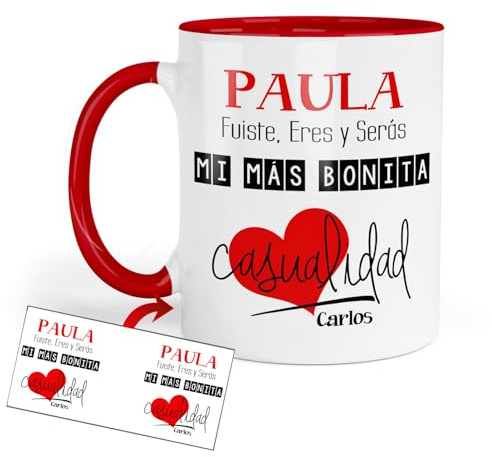 Kembilove® Taza personalizada con nombres para regalar en San Valentín – Cerámica 350 ml – Regalos personalizados románticos para marido, mujer y novio