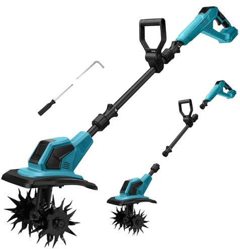 Akku-Bodenhacke kompatibel mit Makita 18V Batterie,550W Faltbar Gartenfräse mit 32cm Arbeitsbreite,18 cm Arbeitstiefe,Bürstenlos Bodenfräse,Elektro Motorhacke für Garten und Rasen (Ohne Akku)