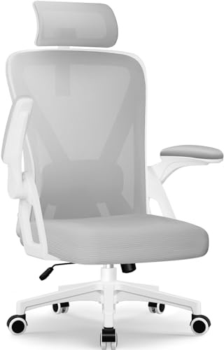 Airchros Bürostuhl,Bürostuhl Ergonomisch mit Verstellbarer Kopfstütze,Armlehnen, Lendenwirbelstütze，Leise Rollen, Schreibtischstuhl Drehstuhl Wippfunktion bis 135°,Chefsessel Rückenschonend,bis 150kg
