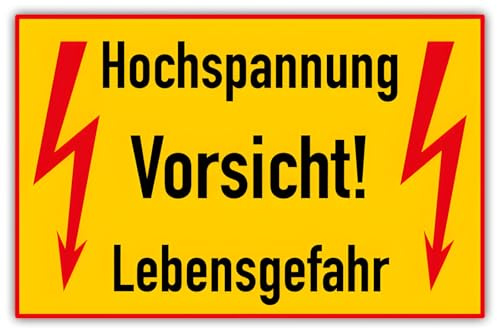 Aufkleber Warnzeichen „Hochspannung Vorsicht! Lebensgefahr“ Warnhinweis Elektro Gefahrenaufkleber | Größe wählbar Made in Germany, Größe: 30 x 20 cm