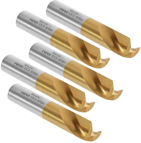 5Pcs Spot Weld Drill Bit 8mm High Speed Steel Spot Weld Removal Tool Titanium Coated HSS Co Drill Bit Set for Car Maintenance Steel Aluminum Metal