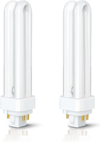 2 x Luxsa Lighting 26W CFL G24Q-3 4 Pin Compact Fluorescent Light 26W PLC Tube Bulbs 1750LM Energy Saving G24Q-3 Compact Fluorescent Lamp CFL Light Bulbs 4000K Cool White Double Turn 2U Tube