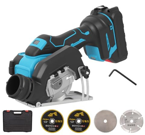 Sega circolare a batteria per batteria Makita 18 V, mini sega circolare da 3 pollici, senza spazzole con 4 lame, profondità di taglio 22 mm, sega circolare elettrica per legno, plastica (senza