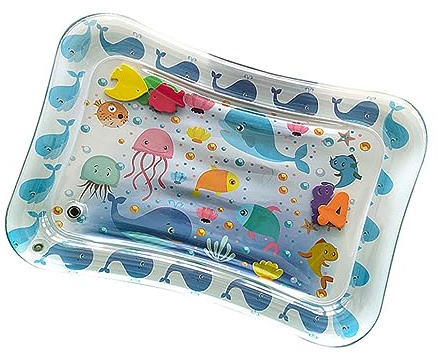 ERINGOGO Colchoneta Inflable de Agua para Bebés con Estampado Submarino Cojín Sensorial de Estimulación Táctil Alfombra de Acuática Portátil y para Infantes