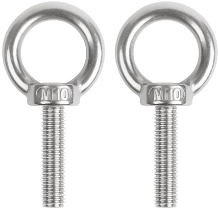 2 Stücke Juttzzei Ringschraube M10, M10 x 40MM /1.57 Ringschraube mit Gewinde, 304 Edelstahl Ösenschraube,Runde Ringbolzen Augenschrauben für Rolle des Befestigens und Hängens
