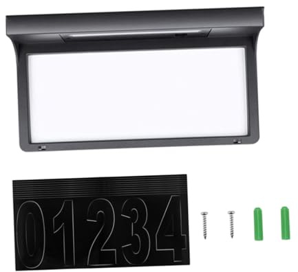 HOUDERCO Plaque Numéro Maison Solaire LED Étanche pour Extérieur Éclairage de Numéro de Porte Moderne Lampe Murale Solaire avec LED Blanc Froid Installation Facile pour Jardin et Allée