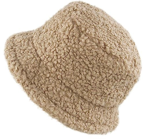 Genérico Bob Niño Niña Mujeres Invierno Cubo Sombrero Campana Sombreros Caliente Falsa Lana Exterior Pescador Gorra Esquí Adulto Bajo Casco, caqui, Talla única