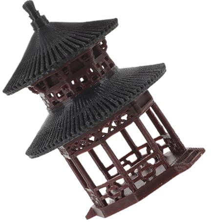 ROMISBABA Mini Statua in Resina per Interni Padiglione Micro-Paesaggistico a Doppio Tetto Rotondo Decorazione da Tavolo e Ornamento da Giardino Asiatico per Bonsai e Ambienti Domestici