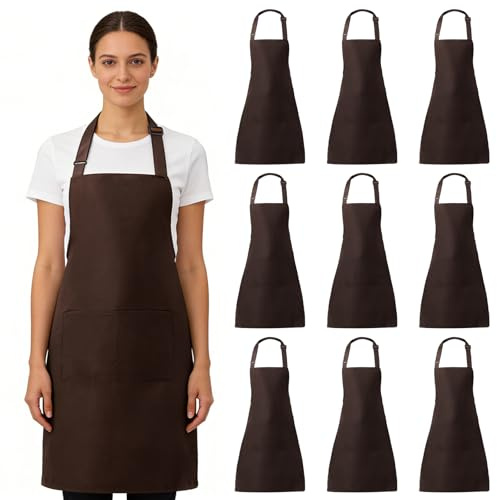 WENLISELL Adjustable Chef Apron, Unisex Kitchen Apron with 2 Pockets, Chef Apron for Cooking, Catering, Restaurant
