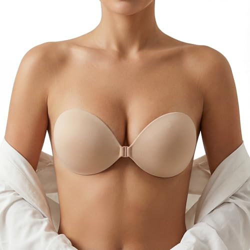 Lillypads® Sujetador Adhesivo Push Up – Sticky Bra Autoadhesivo con Cierre Metálico – Sujetador Sin Tirantes para Espalda Descubierta – Reutilizable