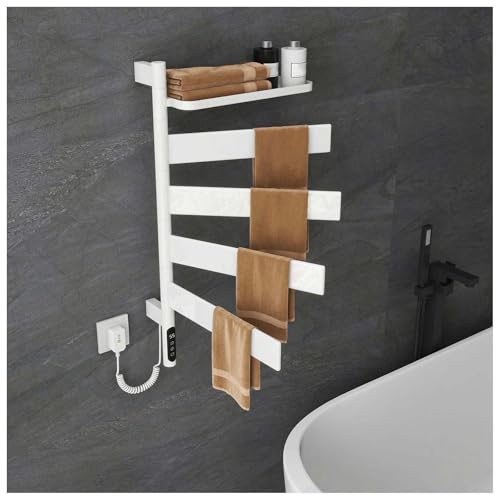 Seche Serviette Electrique Soufflant, Chauffe Serviette Salle De Bain 135W, avec Minuterie/Température Réglable, Économie d'énergie, Sèche Serviette avec Température Constante,White