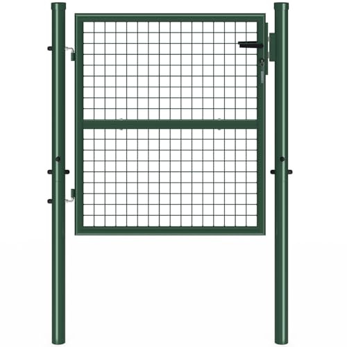 IDMarket - Portillon de jardin 105 x 100 cm en acier vert | Avec serrure et poignée