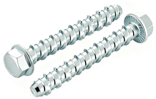 CRCFSUK 10PCS M6x60mm Concrete Screws, Flange Hex Head Masonry Screws for Brick Wall, Concrete Anchor Bolts for Fixing Marble, Wood, Stone