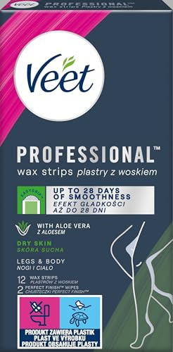 Veet - Tiras de cera fría - Piel seca - 1 paquete de 12 tiras