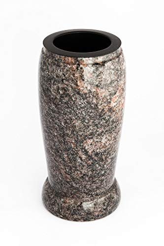 Afterglow Élégant vase funéraire en granit véritable, Himalaya, avec une hauteur de 20 cm et un diamètre de 10 cm, résistant aux intempéries et au gel, avec insert en plastique