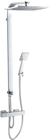 Wirquin 60721441 Colonne de douche avec mitigeur thermostatique Palermo Switch 1 jet chromé, inverseur céramique, hauteur réglable, anti-calcaire, ACS