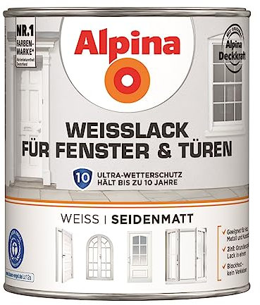 Alpina Weißlack für Fenster & Türen 750ml seidenmatt