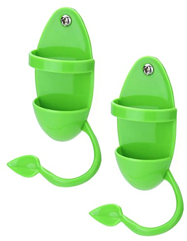 QWORK® 2Pcs Parrot Cuttlebone Holder with Perch Stand, Bird Feeder Station for Bird Food Supplies Vegetable Fruit Container