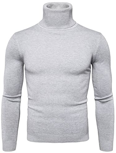 2024 AI - Nuevo Suéter de cuello alto suave y sólido para hombres Otoño e Invierno Flexibilidad Color sólido Top cerca del cuerpo Suéter Delgado Jersey Vestido Hombre, GY1., M