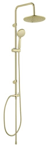 Sistema doccia Mod. Young Line - Soffione a pioggia e doccetta con 3 funzioni - Acciaio inox - Oro